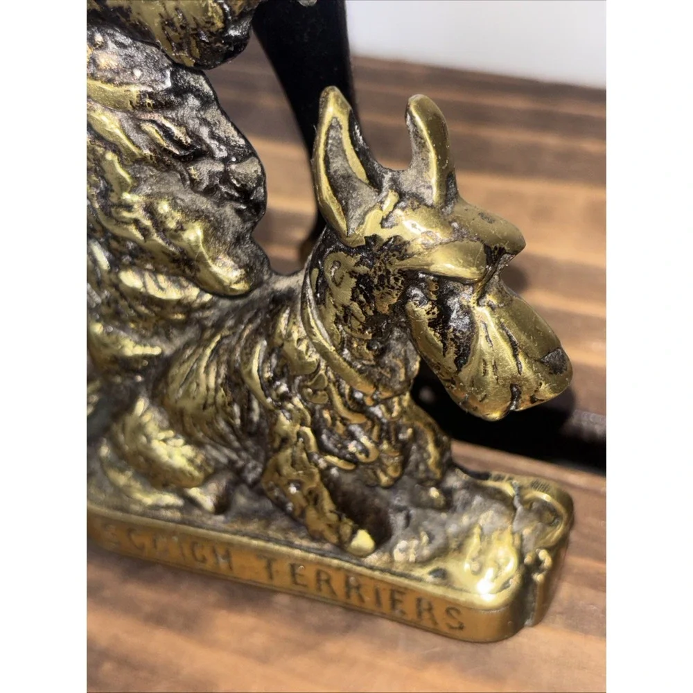 Vintage Solid Brass Scotch Terrier Dog easel ornament -Door Knocker 1930s 5